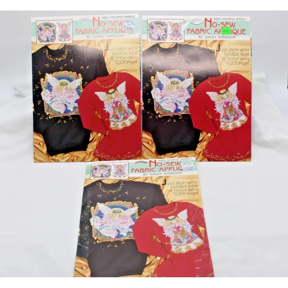 Lot of 3 Vintage Daisy Kingdom Heavenly Angels 6982 NOS No Sew Fabric Applique